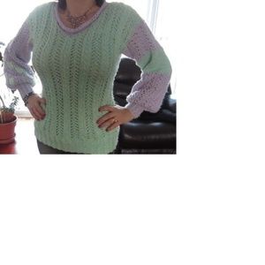 Unique design hand made purple and green sweater
